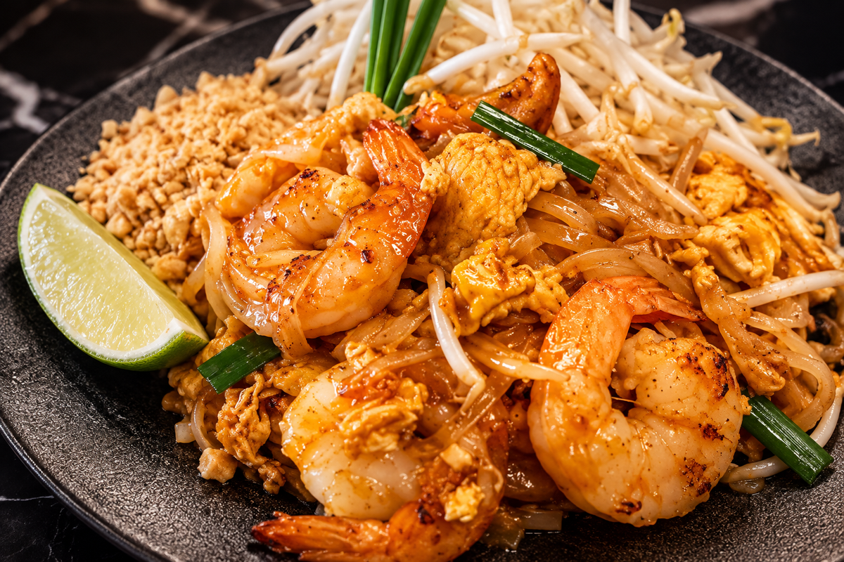Shrimp Pad Thai stir-fried noodles